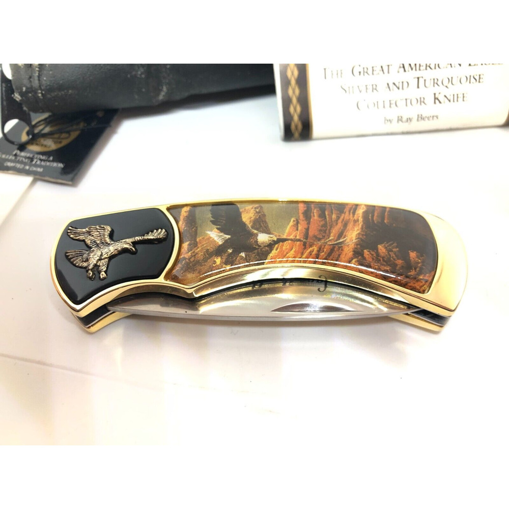 Franklin Mint The Great American Eagle Pocket Knife w/ Pouch - Picture 2 of 6